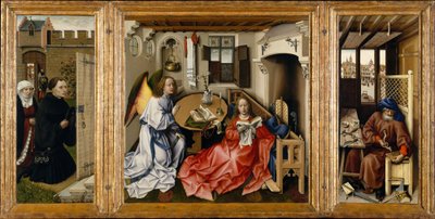 Drieluik met de Aankondiging, bekend als het Merode Altaarstuk door Robert Campin